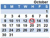 October 2011 Calendar