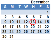 December 2012 Calendar